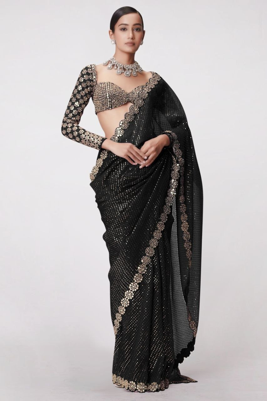 Heavy  Sequins Sequence Work sarees